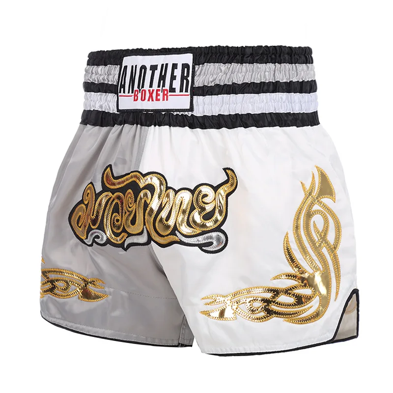 Summer Children's New Muay Thai Pants Style Solid Boxer Shorts Adult  Fighting Sanda Kick Embroider Boxing Trunks