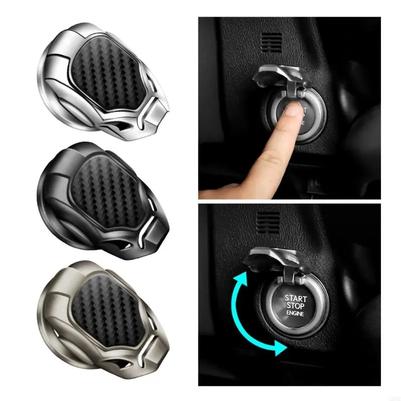 Engine Start Button Cover for Round Button Area, Carbon Fiber Pattern Trim with Adhesive Placement for Cars in Daily Use H9EE