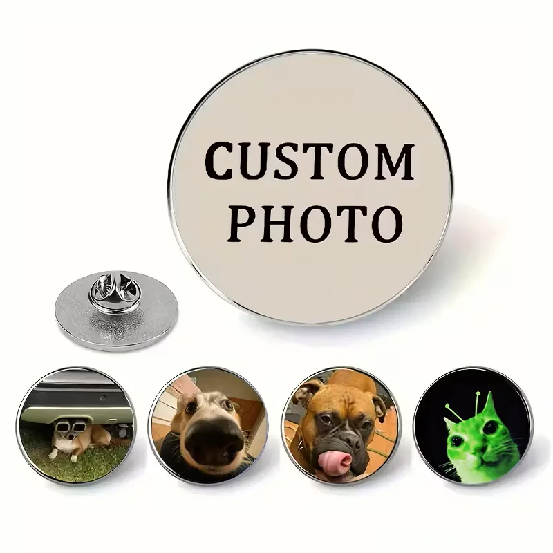 Customisable Metal Brooch - Durable Badge, Can Add Personalised Text, Photos or Images, Unique Gift, Versatile Accessory