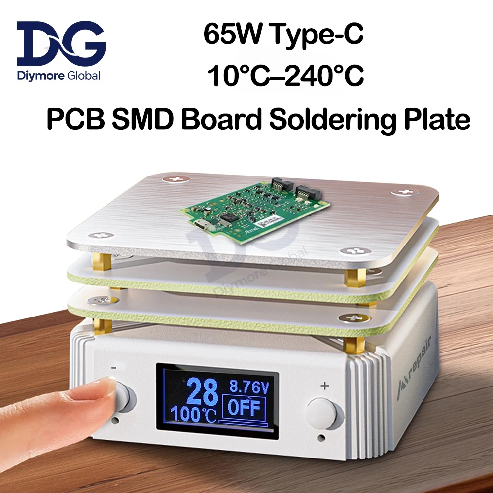 Papan PCB Hot Plate Mini Tipe-C, Pelat Solder dengan Suhu Konstan yang Dapat Diatur, Alat Pemanas, Stasiun Pemanasan Awal, Alat Perbaikan