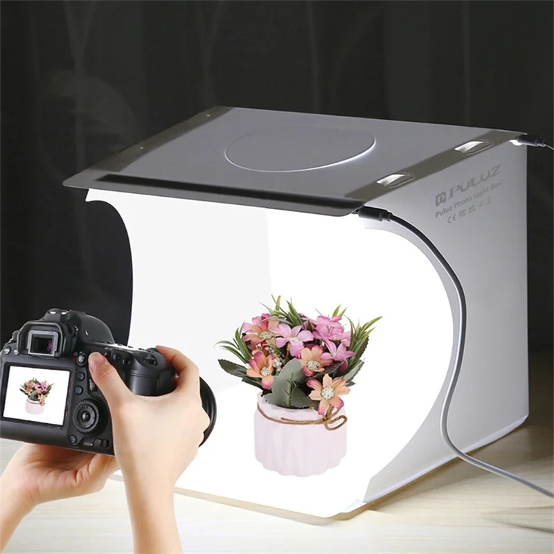 20cm Mini 2 LED Panels Folding Portable 1100LM Light Photo Lighting Studio Shooting Tent Box Kit with 6 Colors Backdrops