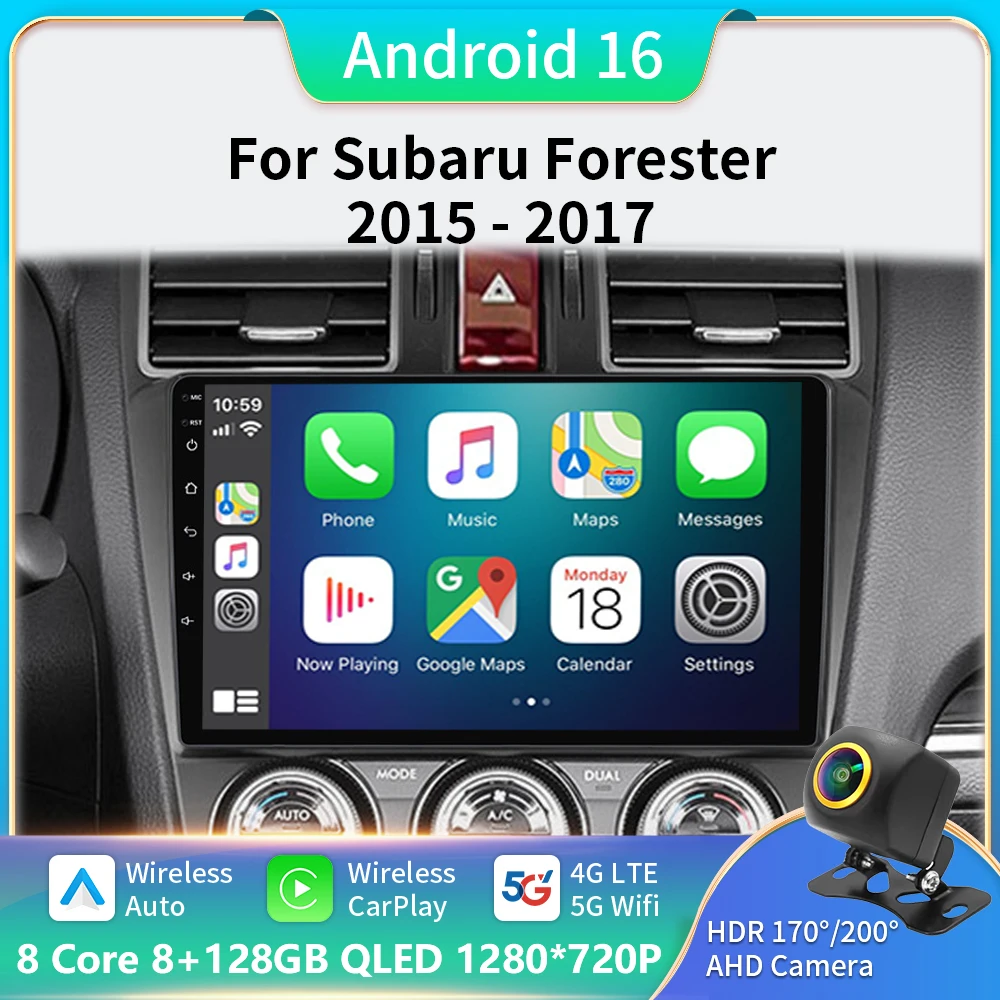 Android 16 Carplay Car Radio Multimedia Player For Subaru Forester 4 SJ XV WRX 2012- 2015 2018 Autoradio GPS Stereo Head Unit