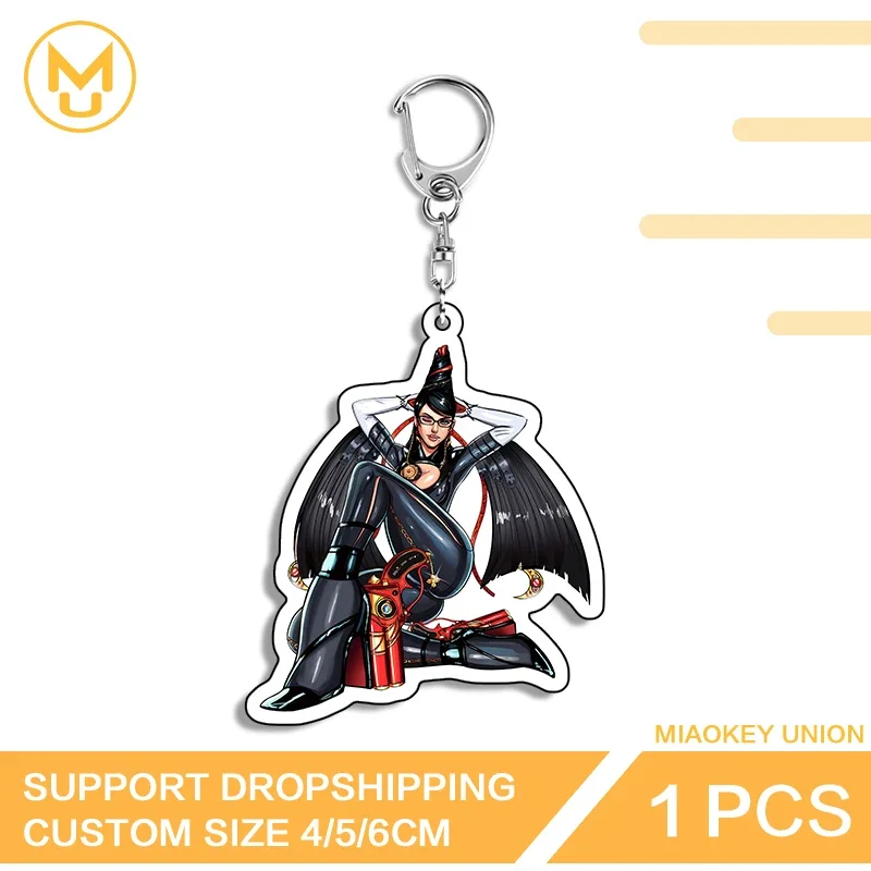 Bayonetta Waifu Exquisite Personality Edgy Chic Sitting Posture Double Sided Keyring Kawaii Daily Wear Anime Decorations