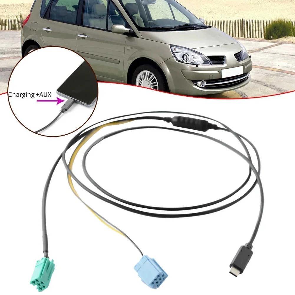 

Hot Sale Suitable For Renault 2005-2011 TYPEC Audio Input Cable AUX Audio+Charging Cable Direct Replacement Car Accessories