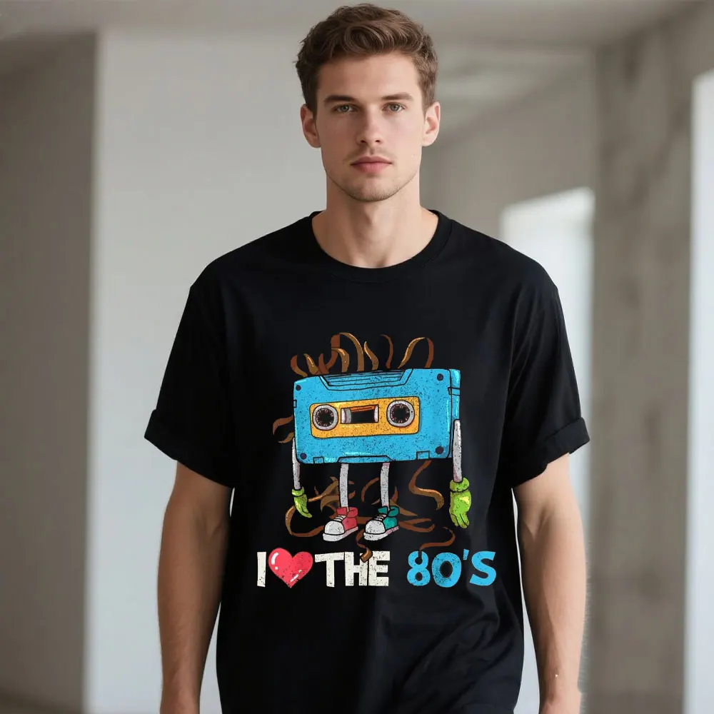 

Funny Birthday Gift 1980 80s Cassette Tape Eighties Vintage T-Shirt O-neck Streetwear Tees Cotton Tshirt Oversized T Shirt