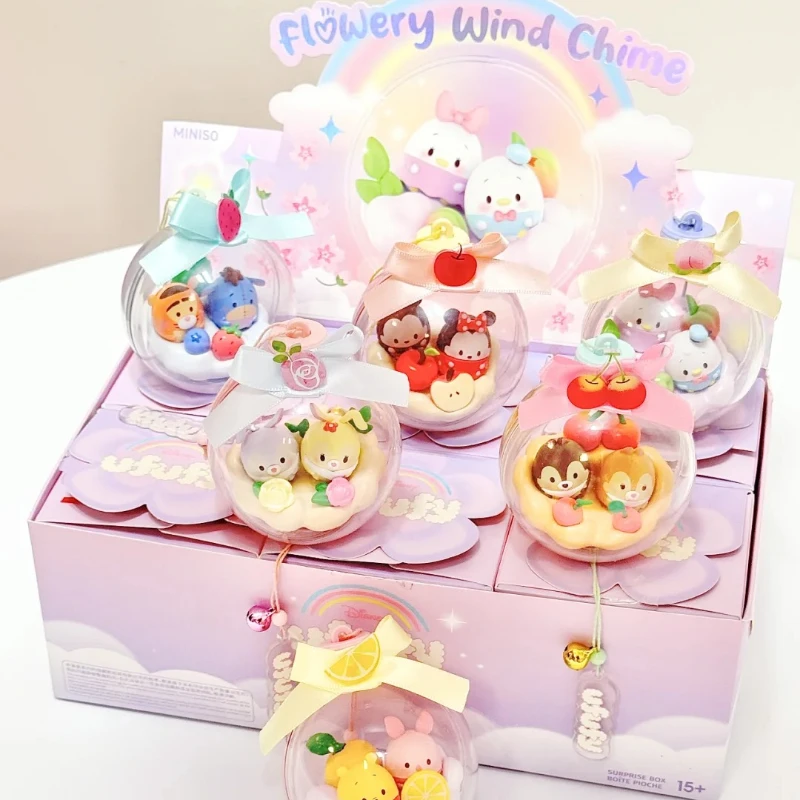 MINISO Blind Box Disney Ufufy Has Flower Series Wind Chimes Birthday Gift Children's Toy Kawaii Model Pendent Car Decoration