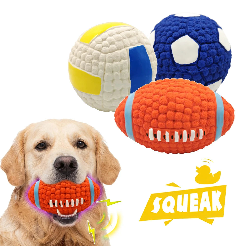 Balles à mâcher couineuses pour chiens – Jouet interactif durable anti-morsure pour le nettoyage des dents, idéal pour petits et grands chiens, et pour l'amusement des chiots