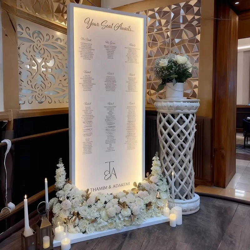 Custom Wedding Event Guest Seat Map Background Panel Acrylic Light Emitting Diode Light Decoration Welcome Sign