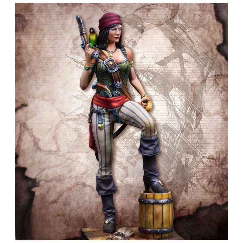 1/24 Scale 75mm Diecast Resin Figure Model Kit Female Pirate Diorama Model Unassembled and Unpainted
