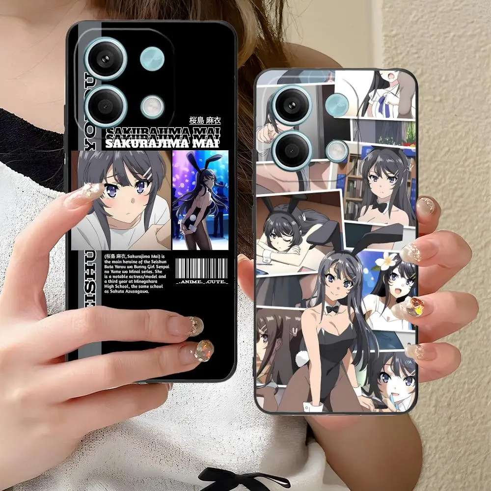 

Чехол для мобильного телефона Anime Mai Sakurajima для Xiaomi Redmi Note 14 13 12 11 A5 3 2 1 Pro Plus 4G 5G Цветной защитный роскошный красивый