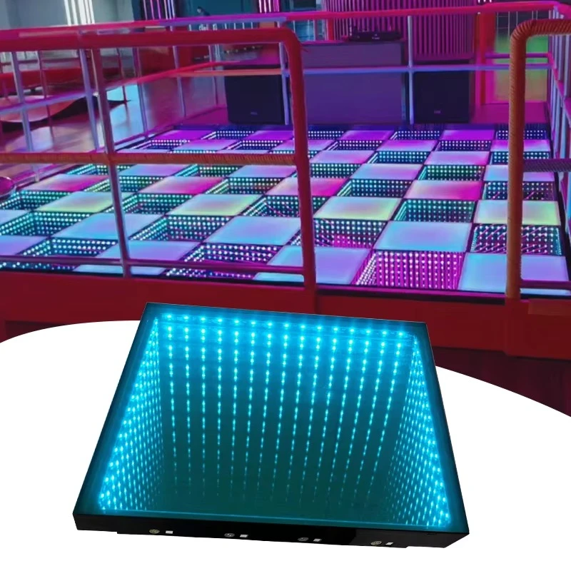 Magnetic 3D LED Dance Floor 50x50cm 3D Infinity Mirror Wireless RGB LED Panel Theme Park 500kg Load-Bearing IP33 Rated Wedding