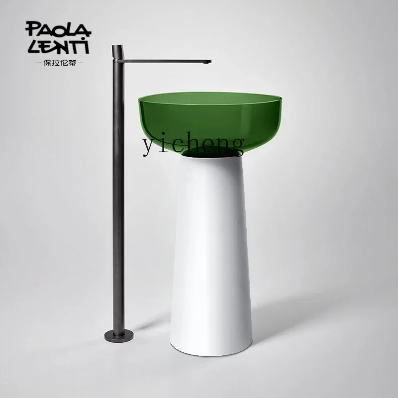 YS-9 Minimalist Color Transparent Resin Column Basin Floor-to-ceiling Round Integrated Floor-to-ceiling Crystal Wash Basin