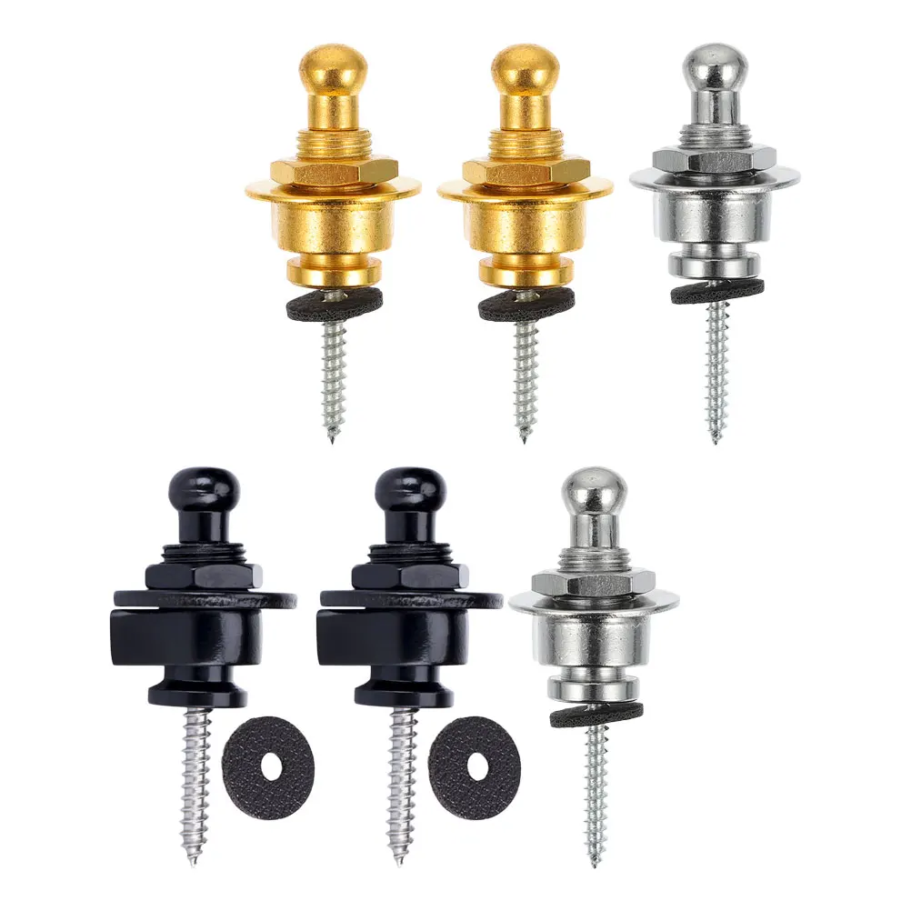

6pcs Guitar Strap Locks Durable Metal Studs Electric Bass Fine Craftsmanship Practical Accessories Safe Secure Round Design