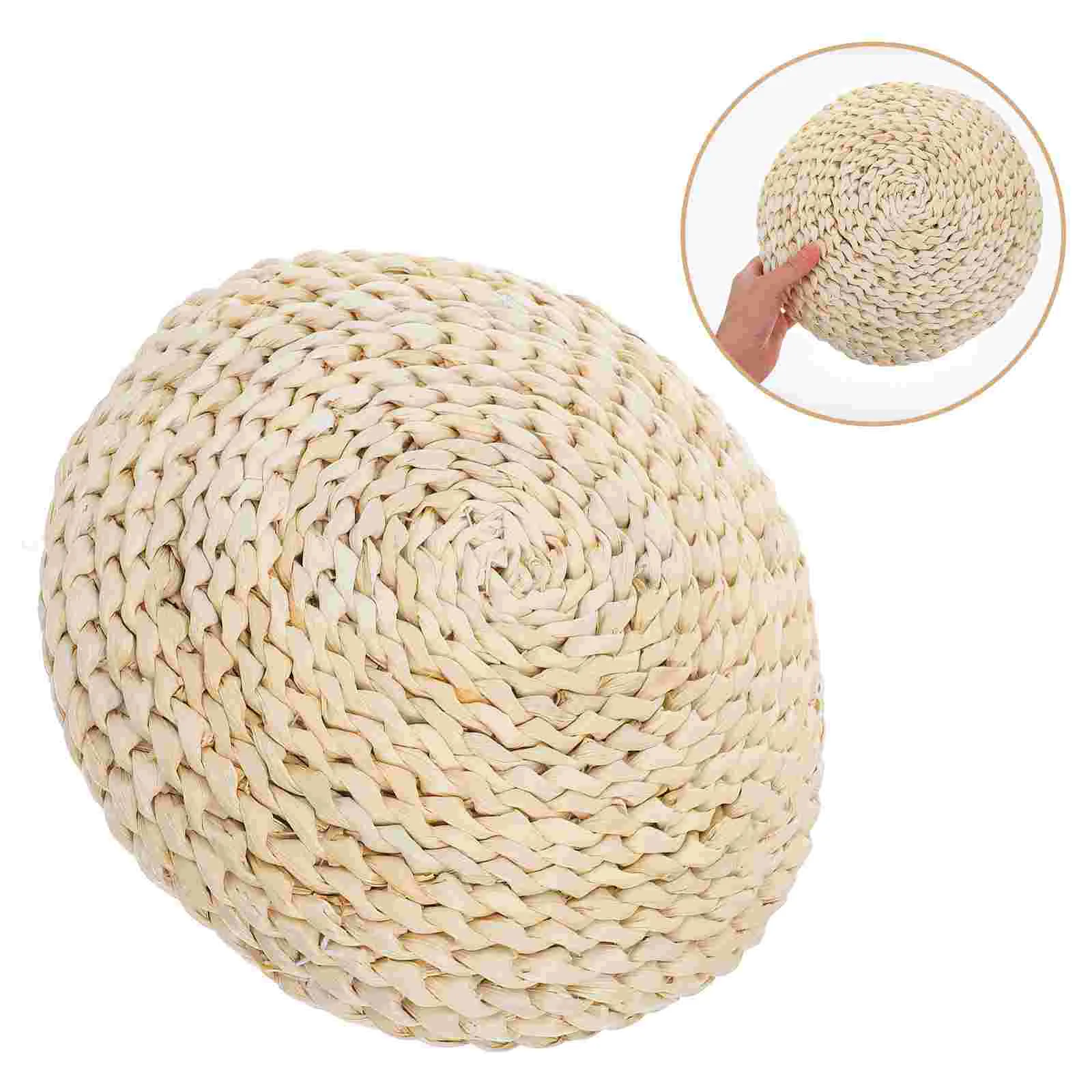 

Straw Weaving Cushion Yoga Meditating Worship Chair Cushions Seat Hand-woven Mat Round Weave Child Bed Pillows