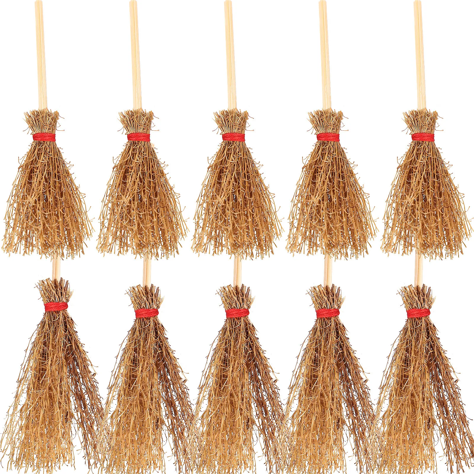 

10Pcs Miniature Brooms Delicate Tiny 3D Handcrafted Witch Broomsticks Party Decoration Dollhouse Accessory Witches Brooms