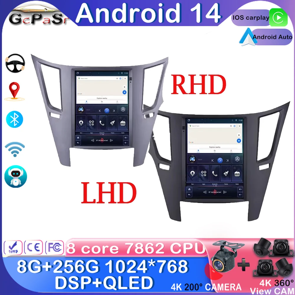 Carplay Android Car Radio For SUBARU OUTBACK IMPREZA LEGACY 2009-2014 Tesla Style Multimedia Video 5G Wifi GPS 9.7 Inch Display