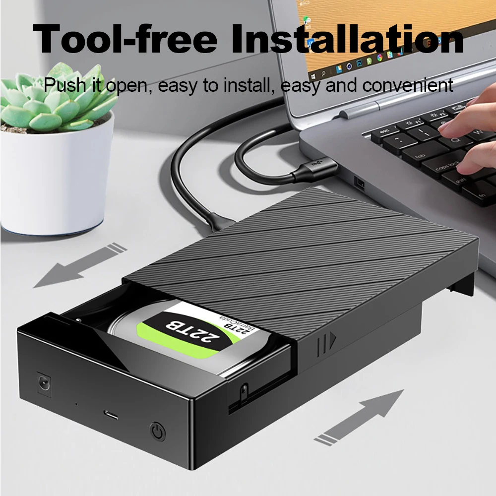 Caja HDD de 2,5/3,5 pulgadas, caja de disco duro externo USB 3,0, instalación sin herramientas, carcasa de disco duro SATA a USB, HDD máximo de 22TB para ordenador portátil