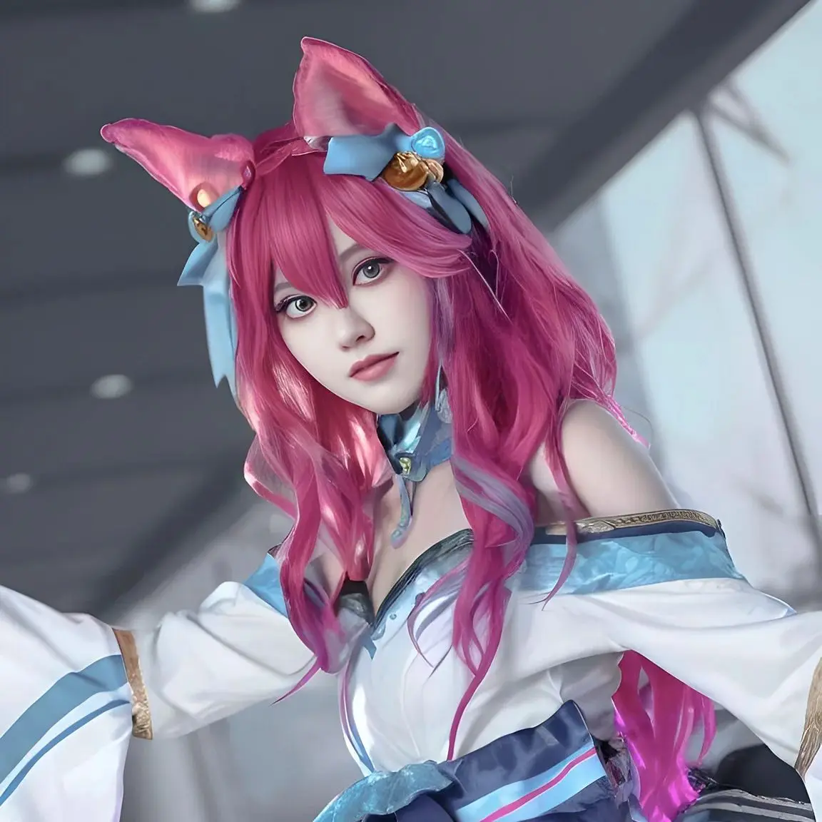 

Игра LOL League of Legends the Nine-Tailed Fox Ahri Косплей Парик Роза Витая Роза Фиолетовый Длинные Волосы + Парик Кепка Парик Партии Хэллоуина