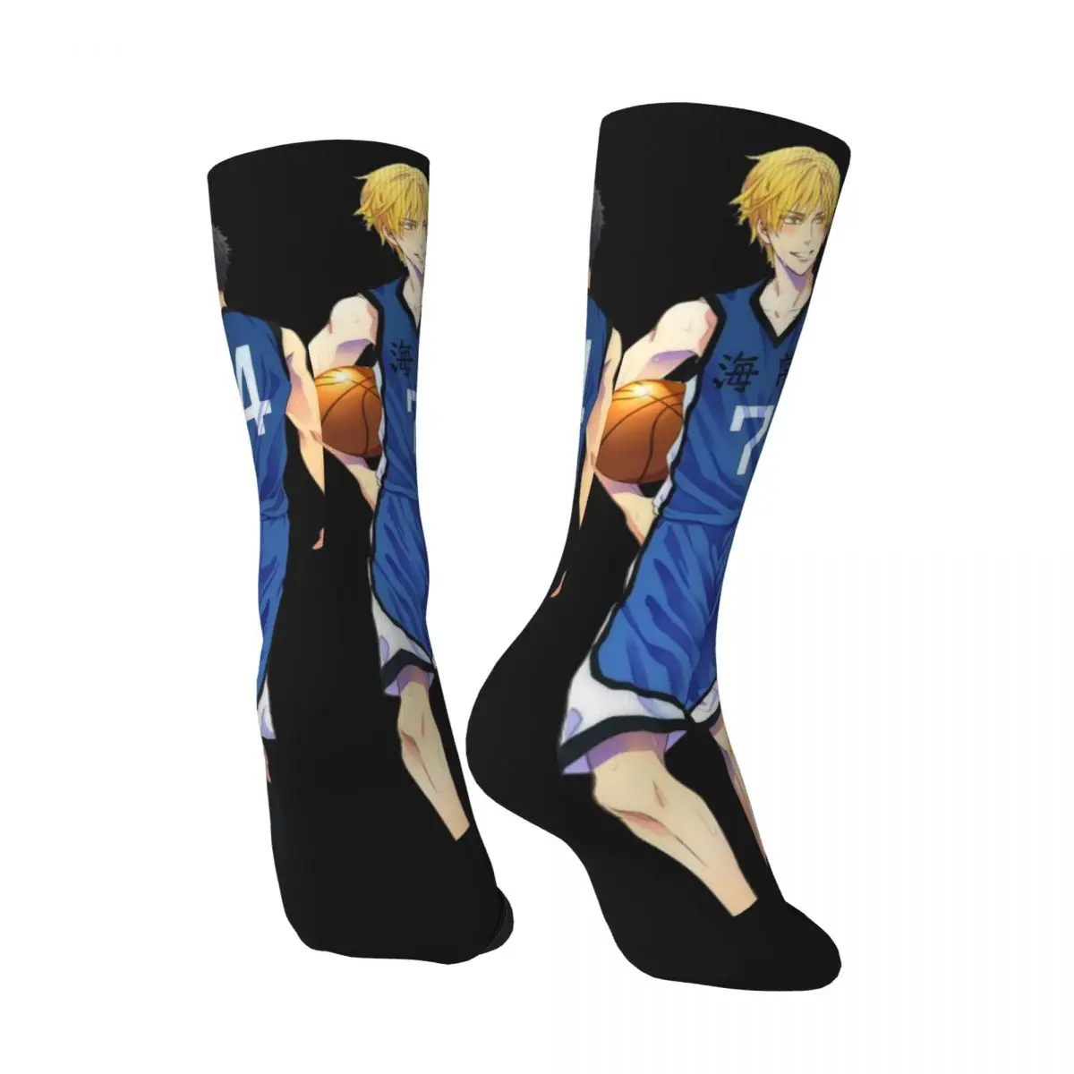 Funny Happy Men's Compression Socks Partner Vintage Harajuku Kuroko No Basket Sports Anime Series Hip Hop Pattern Crew Sock