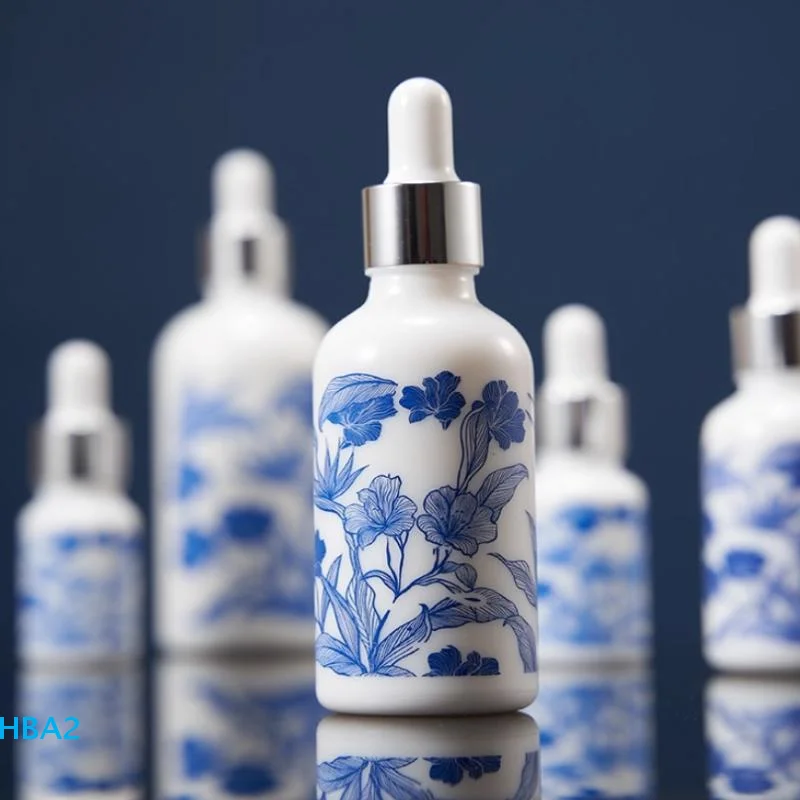【H】10/15/30ml Ceramic Blue & White Porcelain Essential Oil Dropper Bottles Leakproof Travel-Friendly Design
