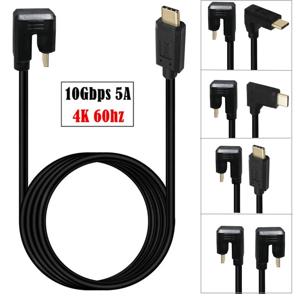 USB3.1 Type-C Male to Female Male 10Gbps 4K 60Hz Charging Extension Cable U-Shaped Left Right Down Up USB-C Elbow Car Data Cable