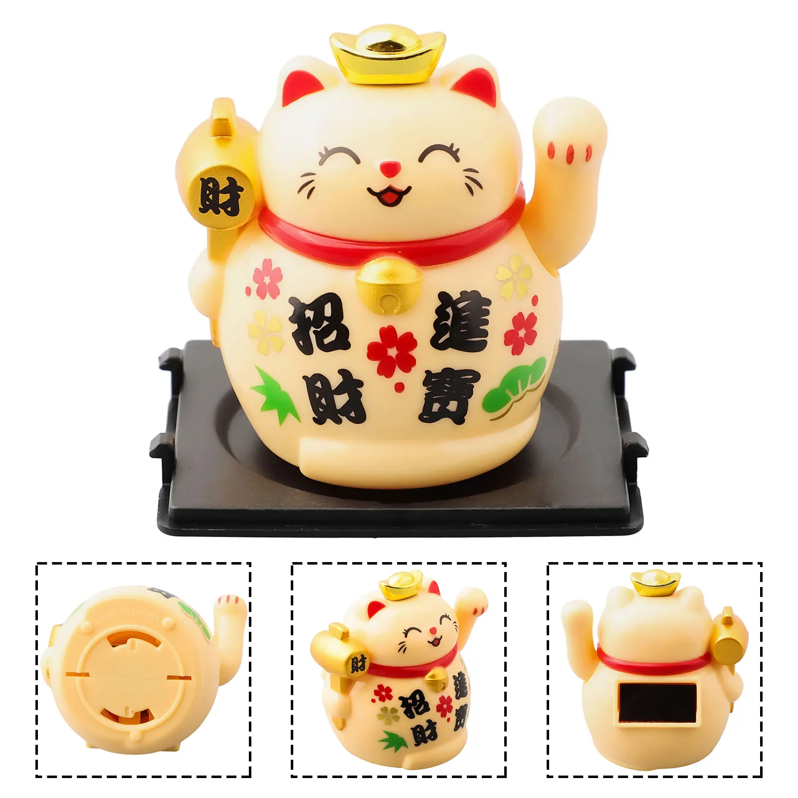 Chinese Lucky Cat Welcoming Lucky Cat Solar Light Induction Statue Figurine Home Decor Welcome Waving Cat Sculpture Statue Decor