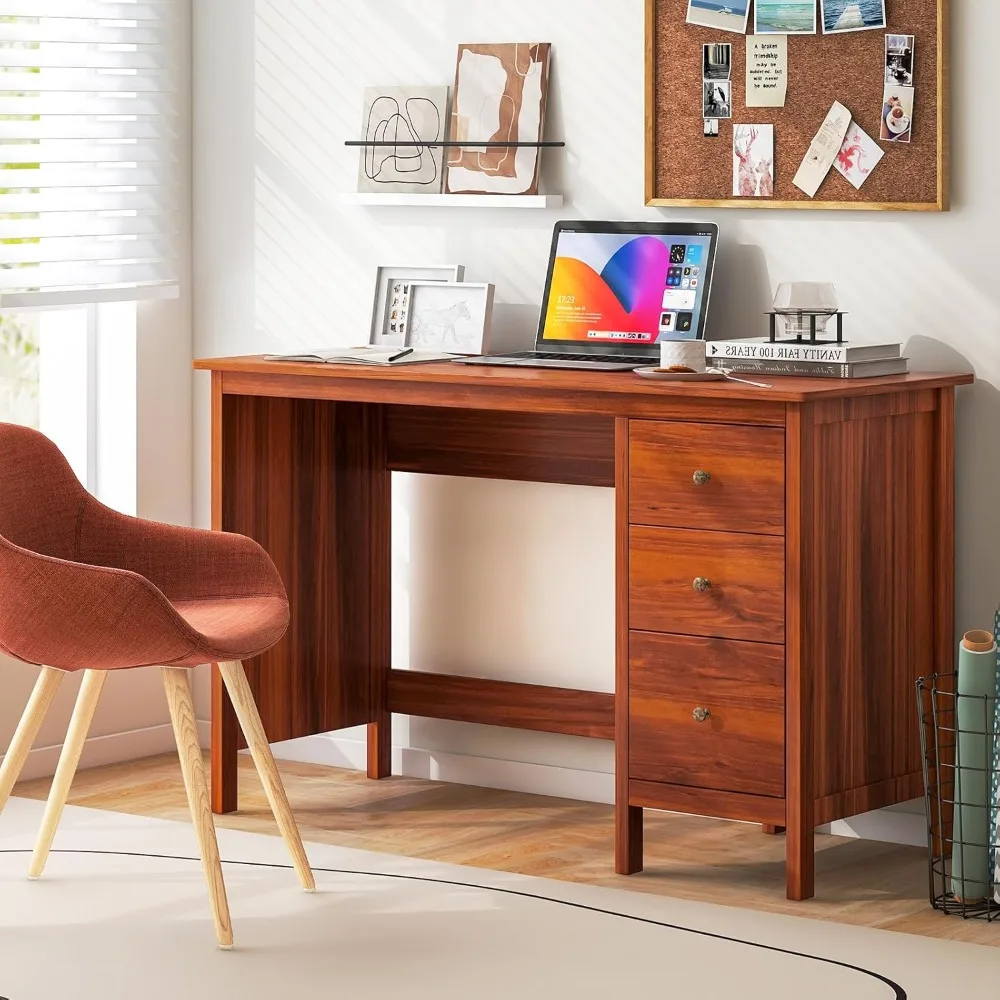 Modern Home Office Desk with 3 Drawers, Spacious Work Surface and Compact Design for Writing