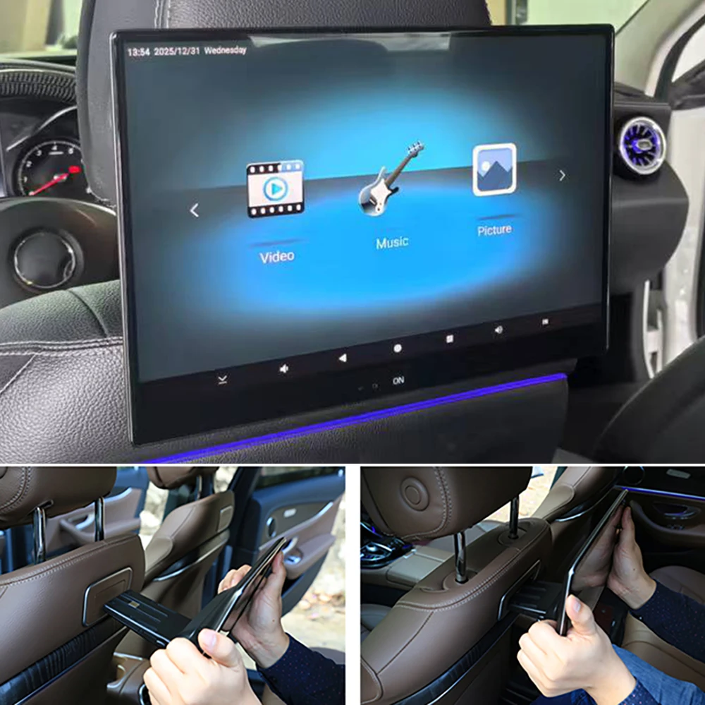 

13.3" Android 16.0 New Upgrade Car Headrest Monitor 4G+64G 4K 1080P TV Display WIFI For Mercedes Rear Seat Screen Video Player