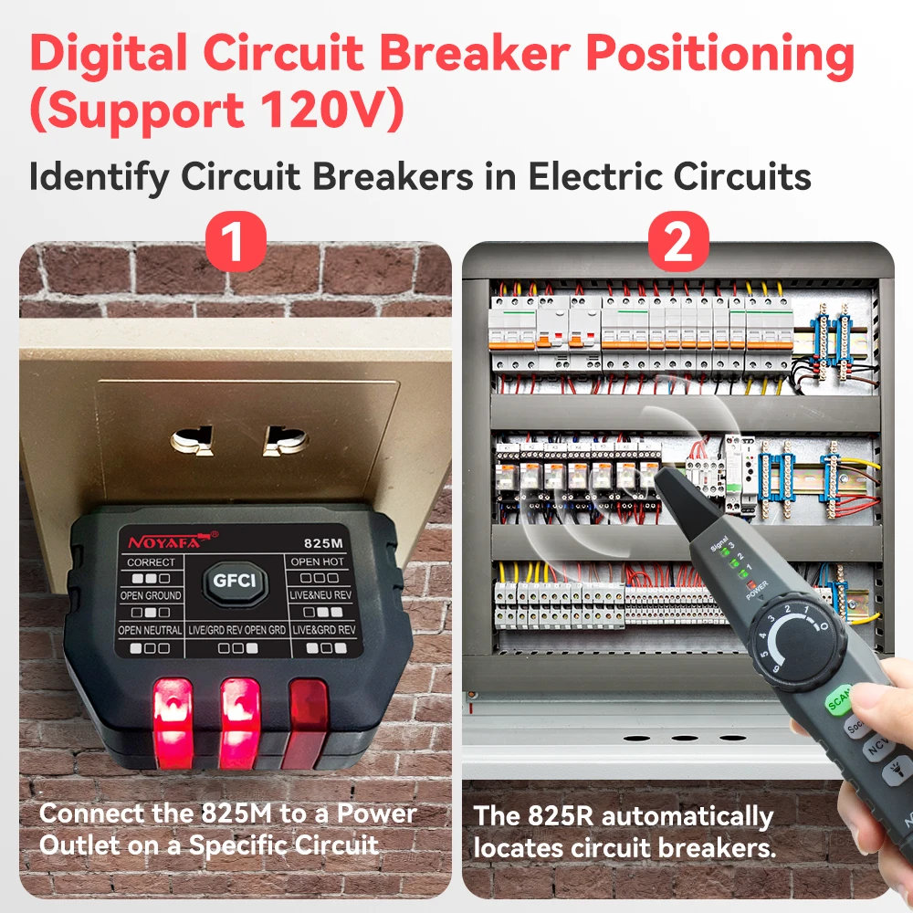 NOYAFA Netwerkkabeltester NF-825TMR Ondergrondse kabelzoeker Hoog- en laagspanningskabelzoeker Draaddetector Kabeltracker