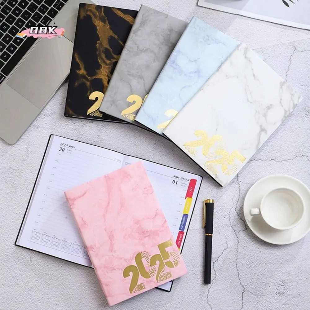 Wear-resistant 2025 Journal Notebooks Bookmark Thick Paper Meeting Agenda Notepad 12 Monthly Tabs Time Blocking Leather Journal