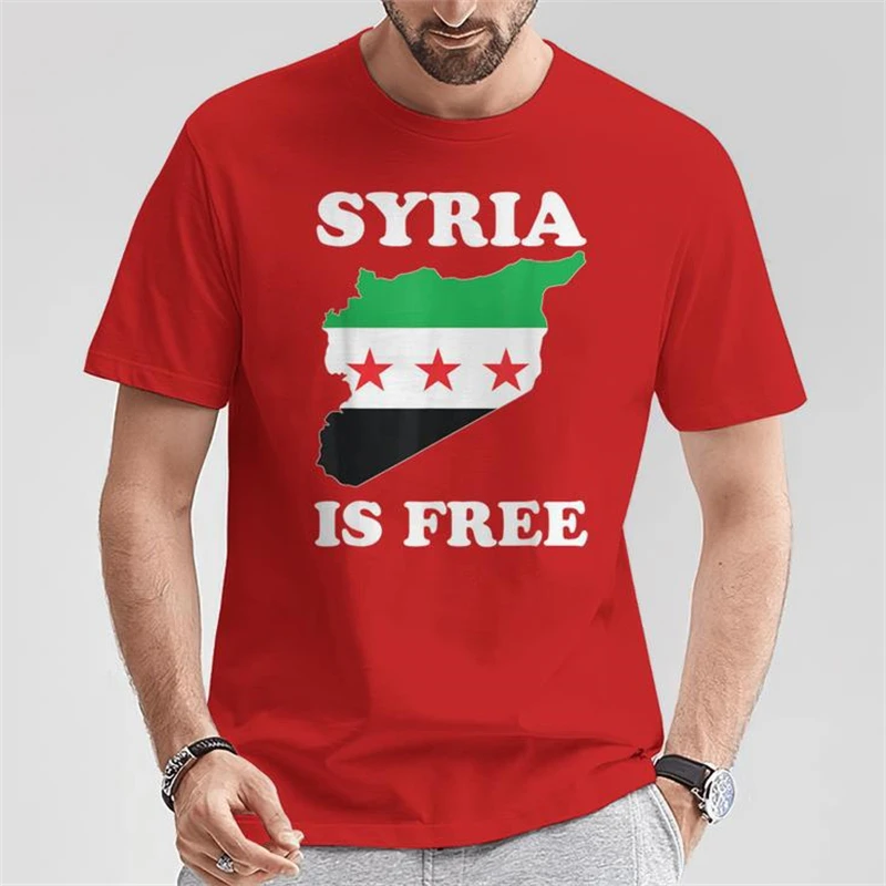 Syria Flag T-shirts For Men Clothing Free Syria Graphic Short Sleeve Sportswear New In Daily Casual Oversized Women Tee Shirt