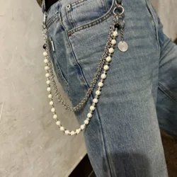 New Punk-Style Pants Chain, Double-Layer Turquoise Pumpkin Bead Chain, Fashionable and Versatile Jeans Decoration