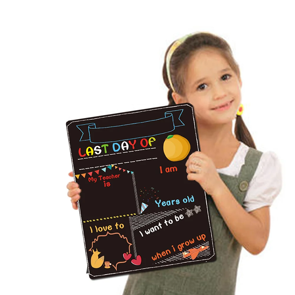 2Pcs Double-Sided Chalkboard Day School Milestone Signs Large Reversible Blackboard Wall Hanging Message Board