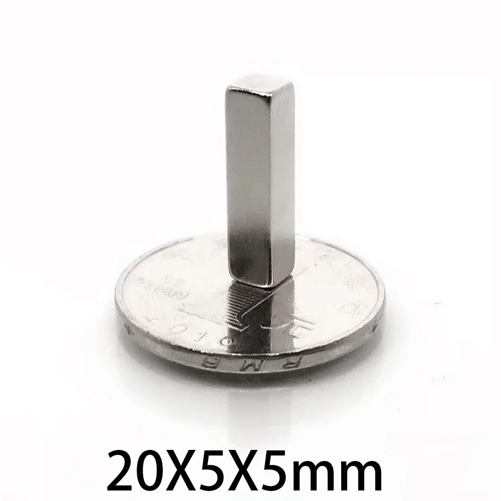 N52 20x5x1 20x5x2 20x5x3 20x5x5 N35 standard Square Neodymium Bar Block Strong Magnets  Search customised  Ndfeb Motor Generator