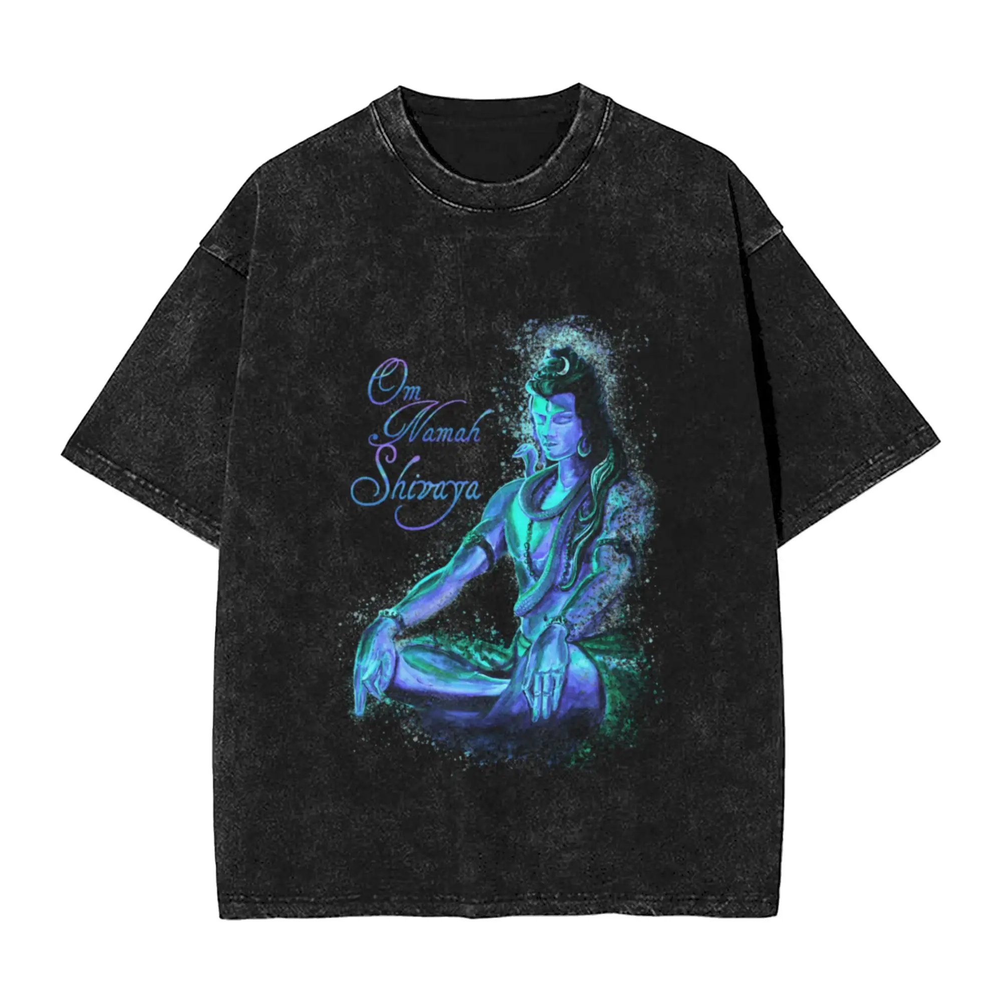 Shiva Mantra Meditation -Vibrant Blue Classic Comfort A Vintage Oversized Cotton Unisex T-Shirts