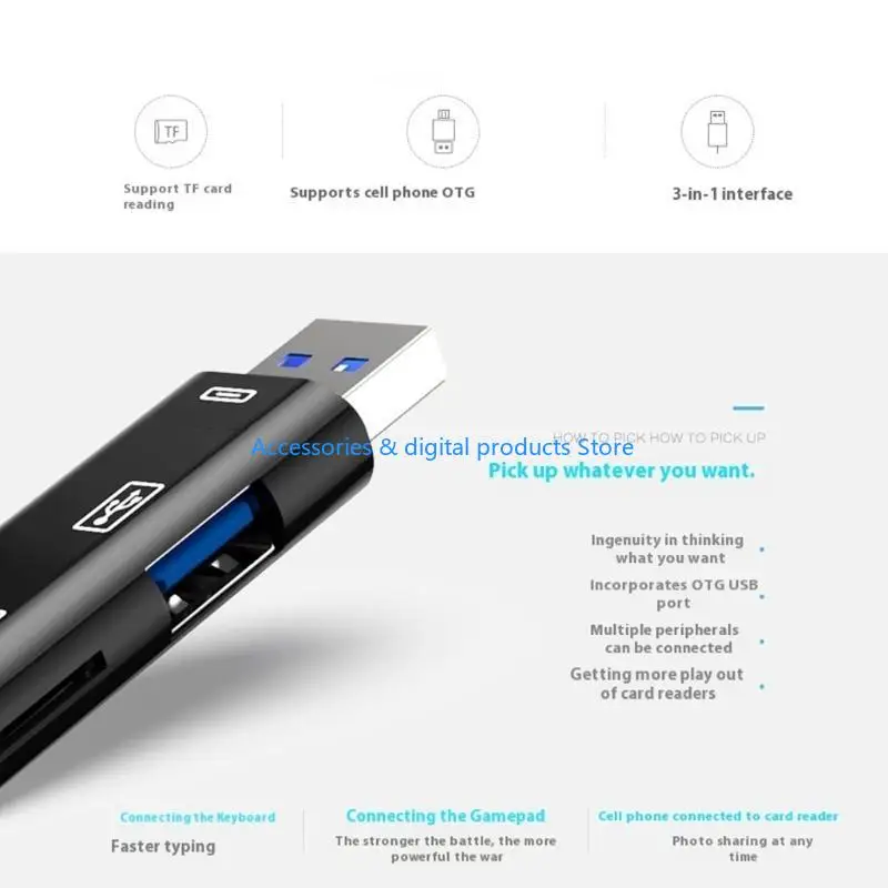 77JD 5 in 1 USB3.0 USB C Card Reader USB3.0 TF Memory Card Reader Adapter Transfer Connector For Mobile Phone Latop