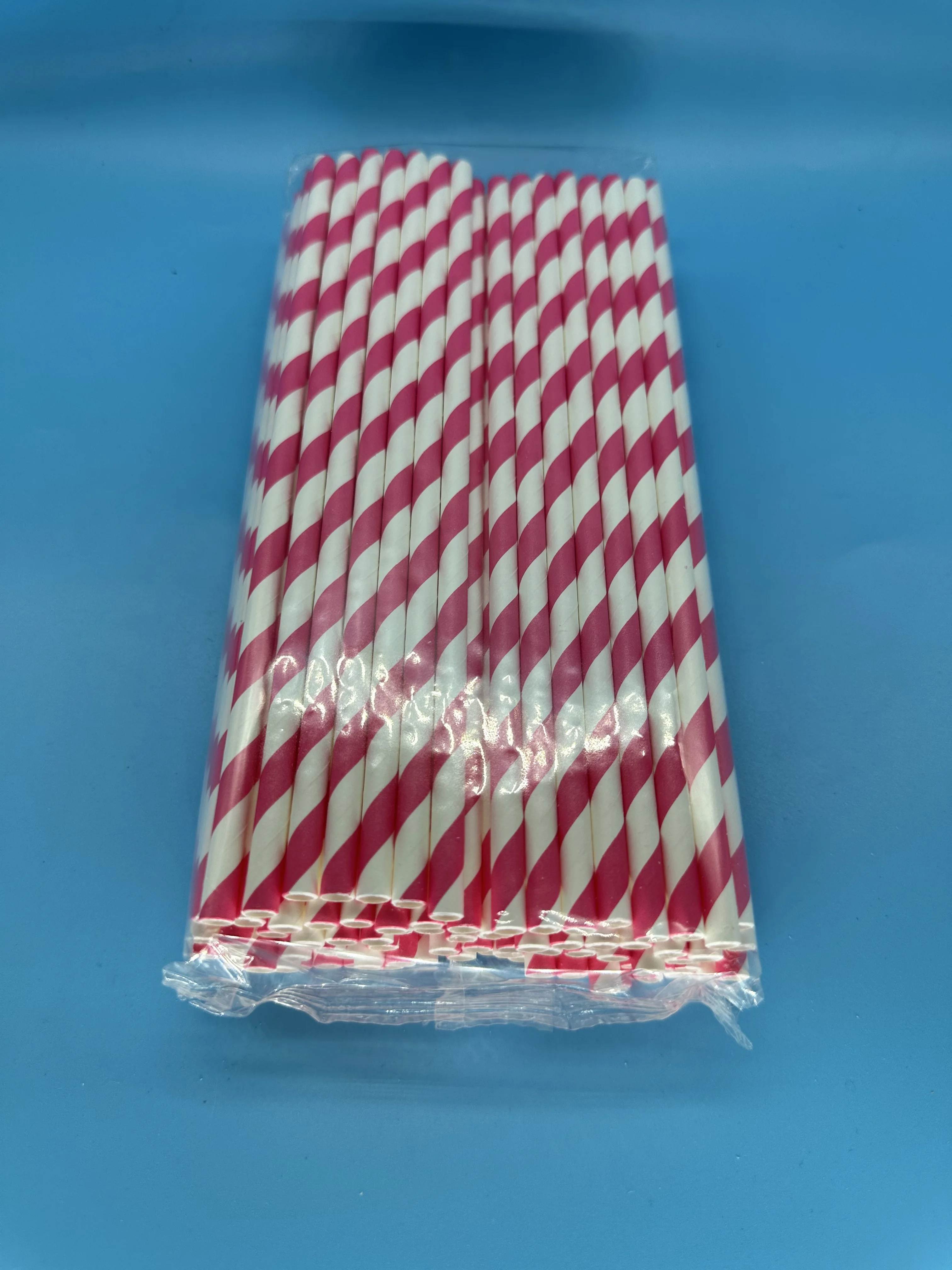 

5,000 Straws - Rose Red and White Striped Paper Straws - Disposable Juice Party Super Companions