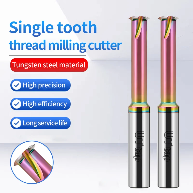 

UT Tap 1PCS CNC Machine Solid Carbide Single Tooth Thread Milling M1 M1.6 M2 M3 M4 M5 M6 M8 M10 M12 M14 M16M18M20M24Mills Cutter
