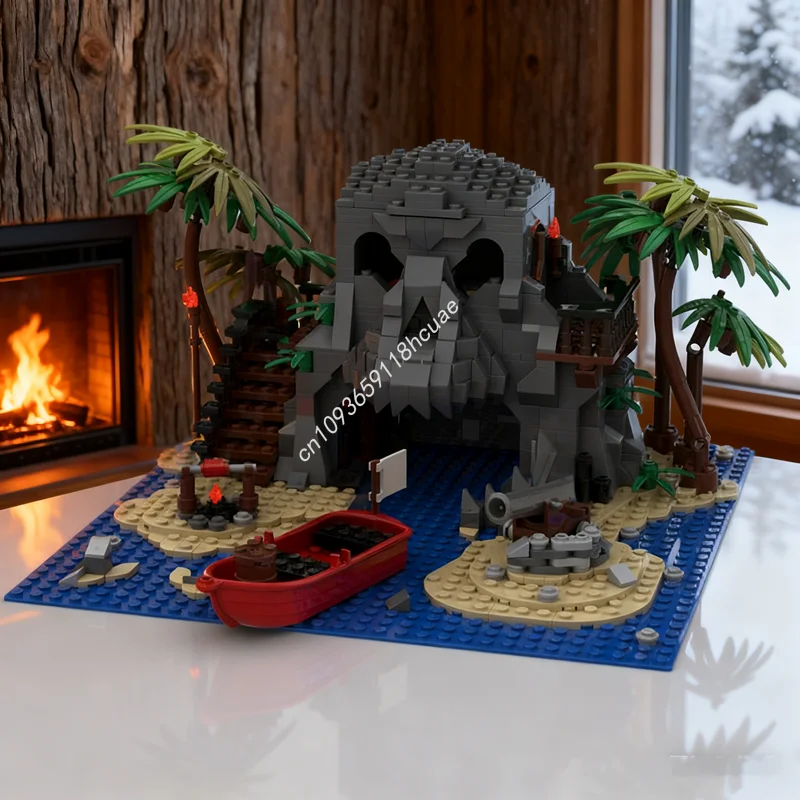 

1157 шт. MOC, остров черепа, пиратская модель, строительные блоки, строительные блоки, сборка рождественских подарков, креативная идея, игрушки для детей, день рождения