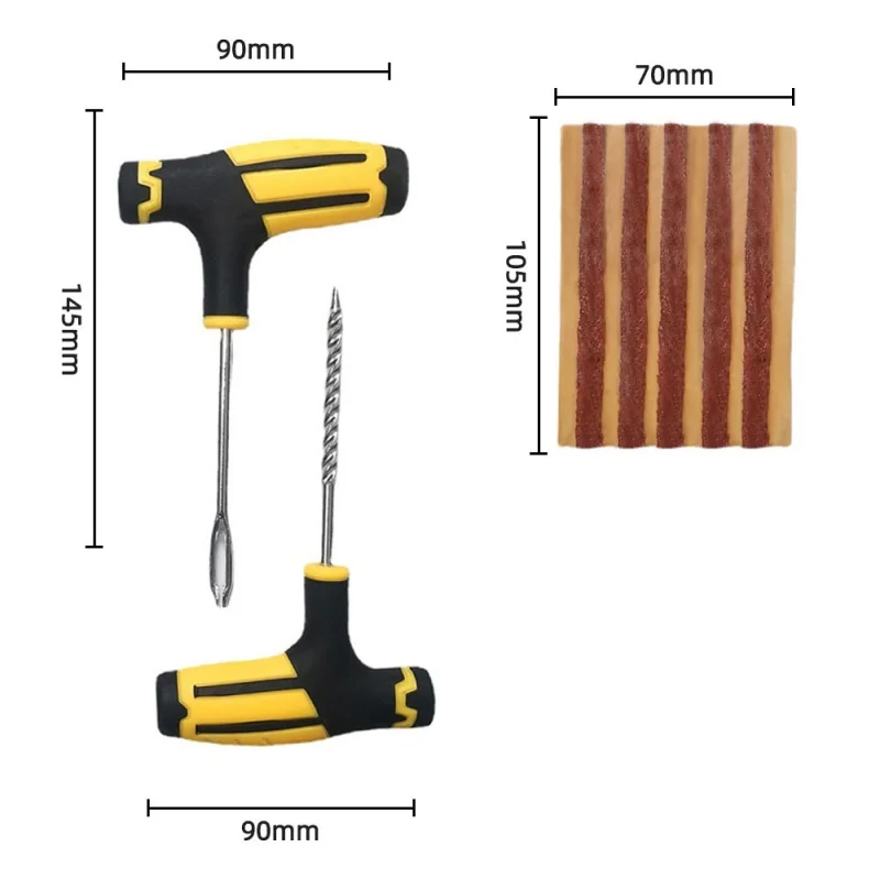 Kit de reparación de neumáticos de coche, herramienta de reparación de pinchazos de neumáticos sin cámara, juego de herramientas de repuesto,