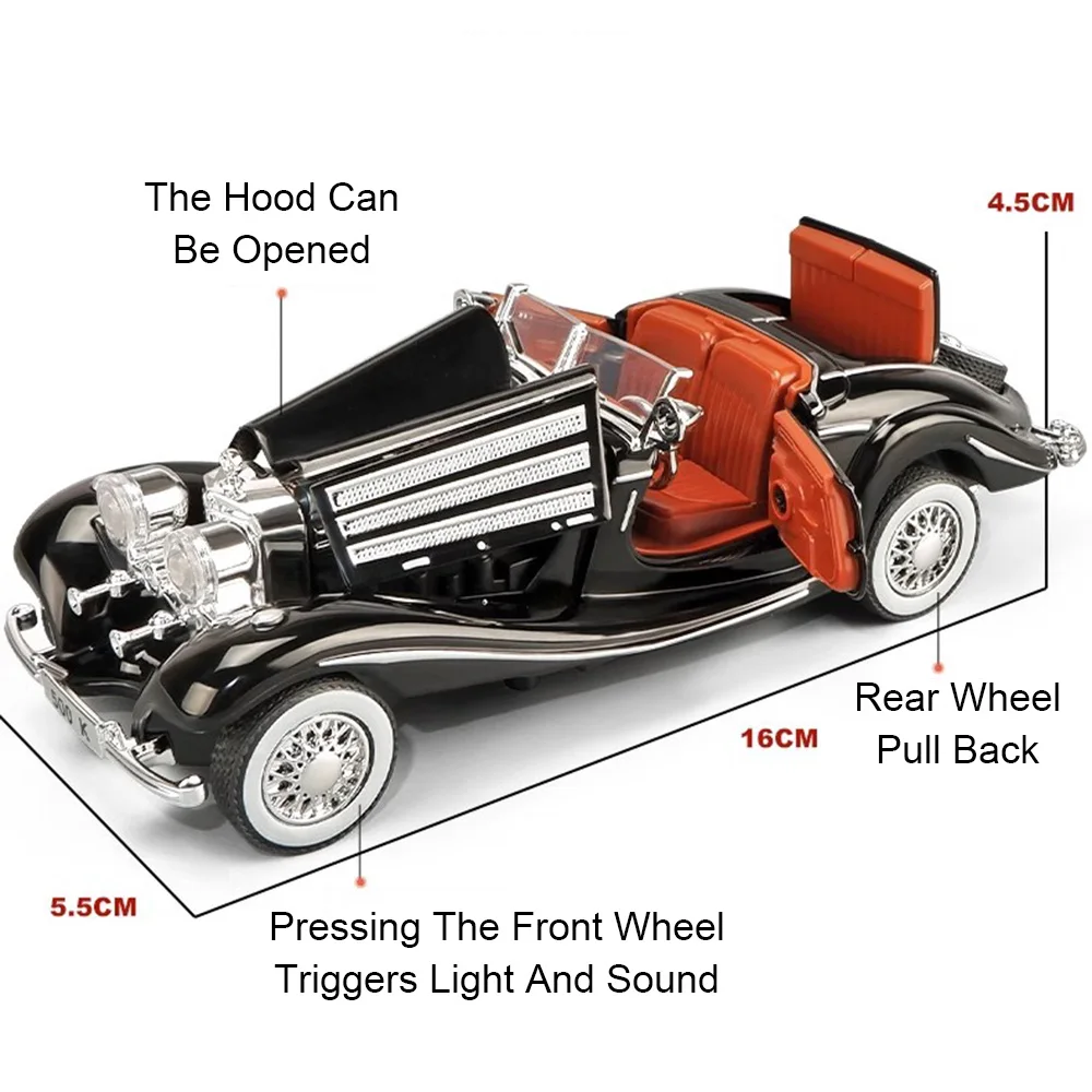 1:32 Scale ONE 500K Car Model Toy Sound Light Pull Back Metal Body Rubber Tires Vehicle Models Collection Gifts for Boys