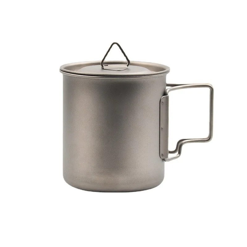 

Outdoor Titanium Pot 450ml 550ml 650ml 750ml Picnic Titanium Camping Cookware Water Mug