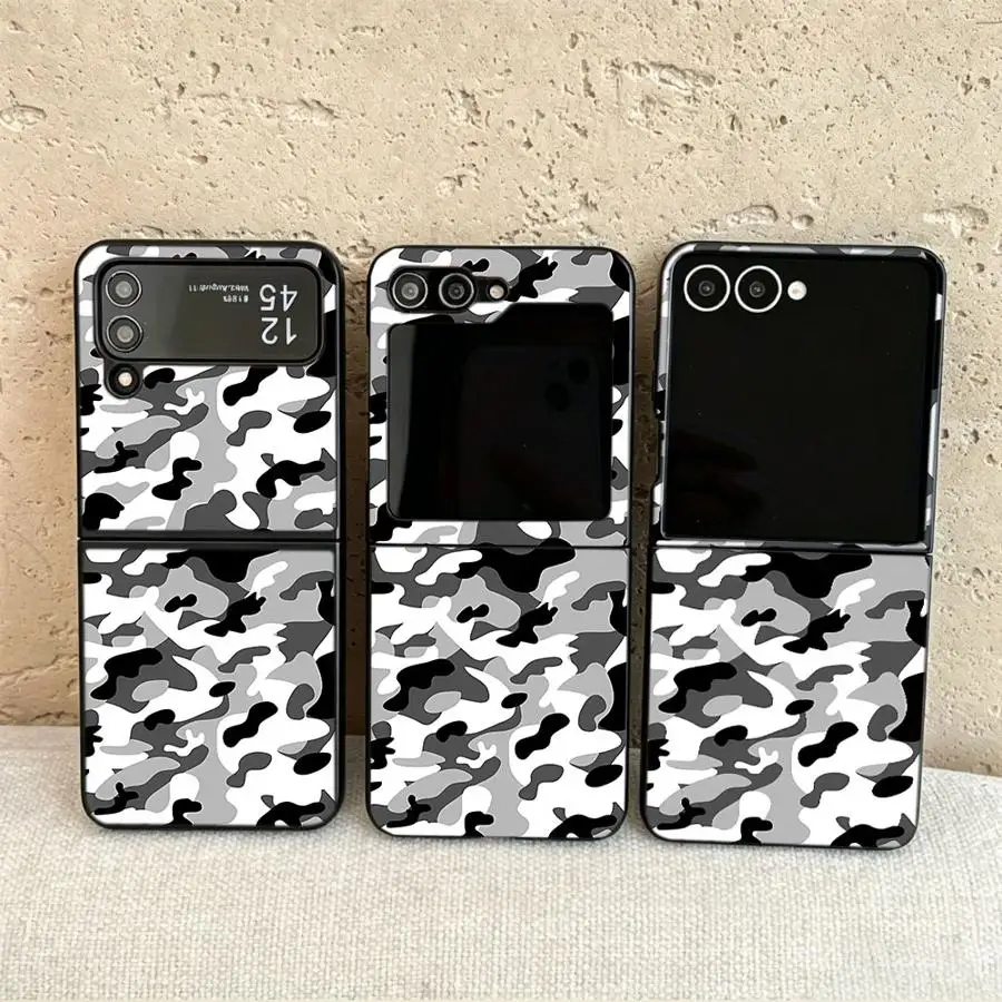 Camouflage Cool Back Phone Cover Funda Case for Samsung Galaxy Z Flip 7 6 5 4 3 Flip6 Flip7 FE Flip3 Flip4 Flip5