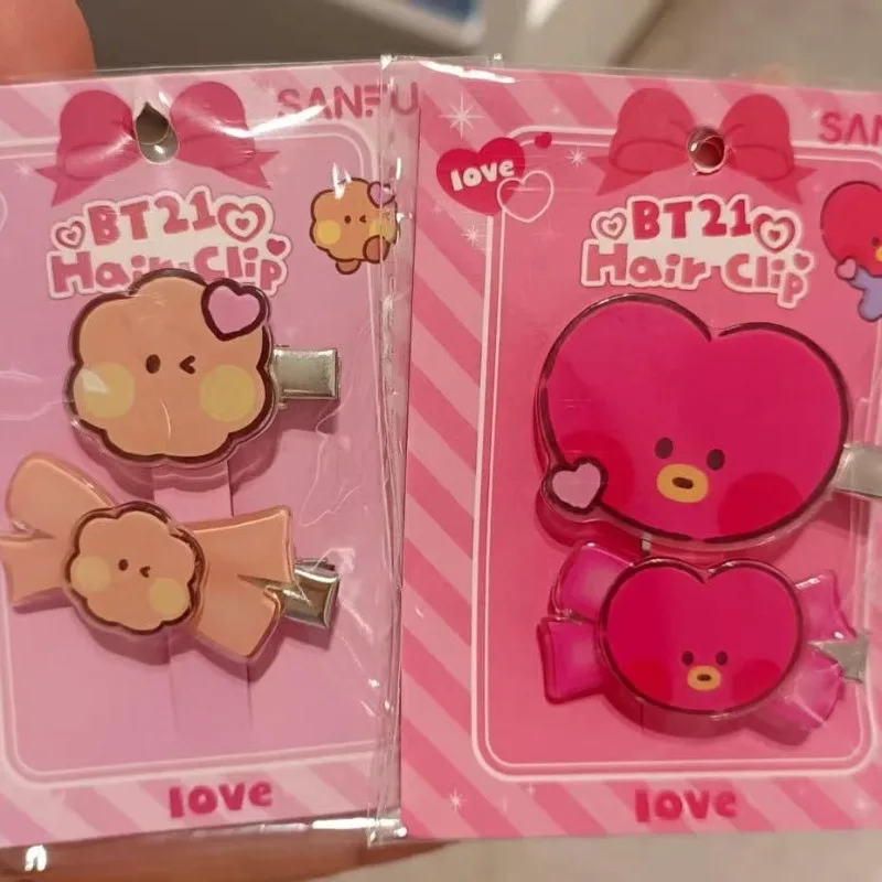 BT21 CHIMMY COOKY SHOOKY RJ ‌ TATA ‌ ‌ MANG KOYA Pinza para el pelo Idol con clip de flequillo de dibujos animados, pinza acrílica Kawasaki para peinados desordenados