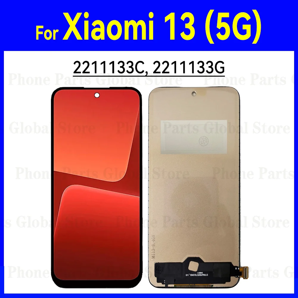 샤오미 13 5G LCD Mi 13 2211133C 2211133G LCD 스크린 터치 센서 디지타이저 어셈블리 Mi 13 LCD 수리 부품