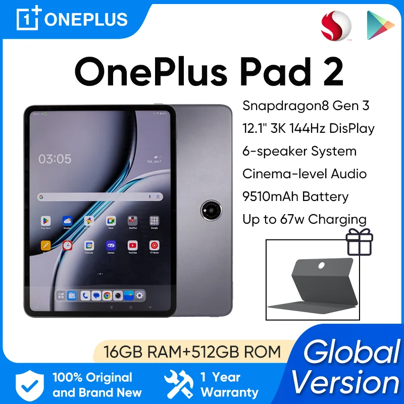 

Глобальная версия OnePlus Pad 2, 12,1-дюймовый дисплей, Android-планшет, процессор Snapdragon 8 Gen 3, 9510 мАч, аккумулятор OxygenOS 14,1