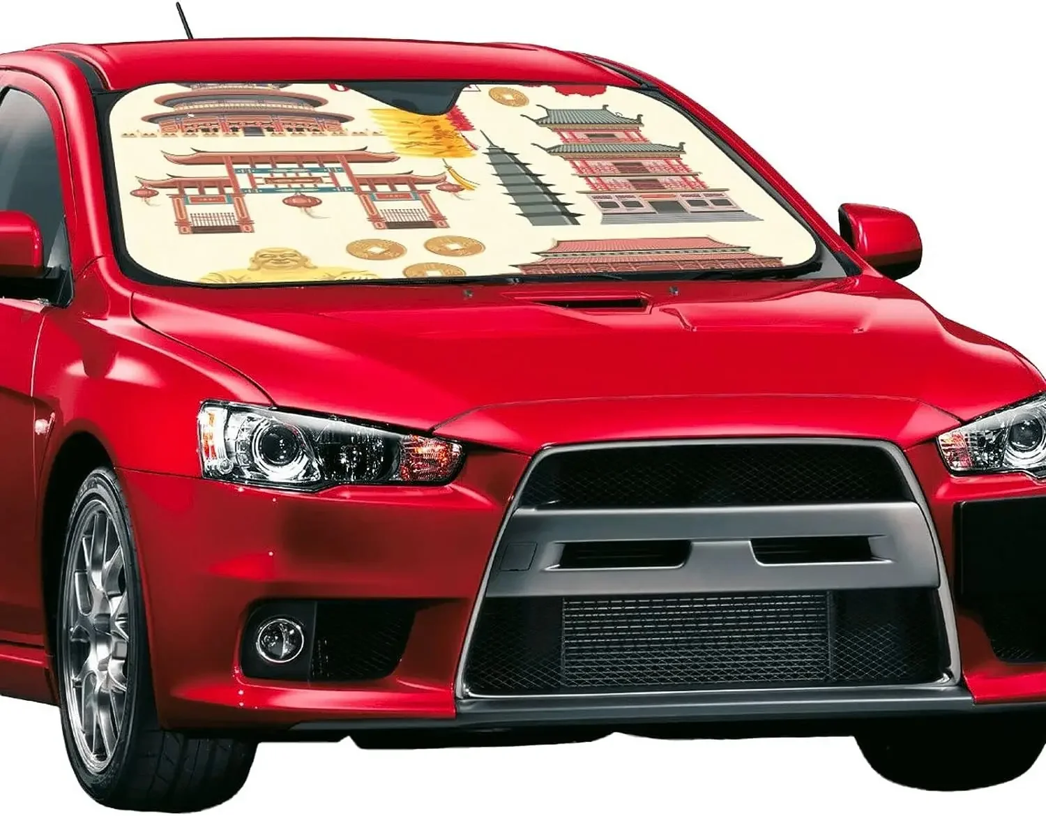 China Famous Architecture Tapestry Car Sun Shade Front Window Sunshade for Most Sedans SUV Blocks Uv Rays Keep Your Vehicle Cool