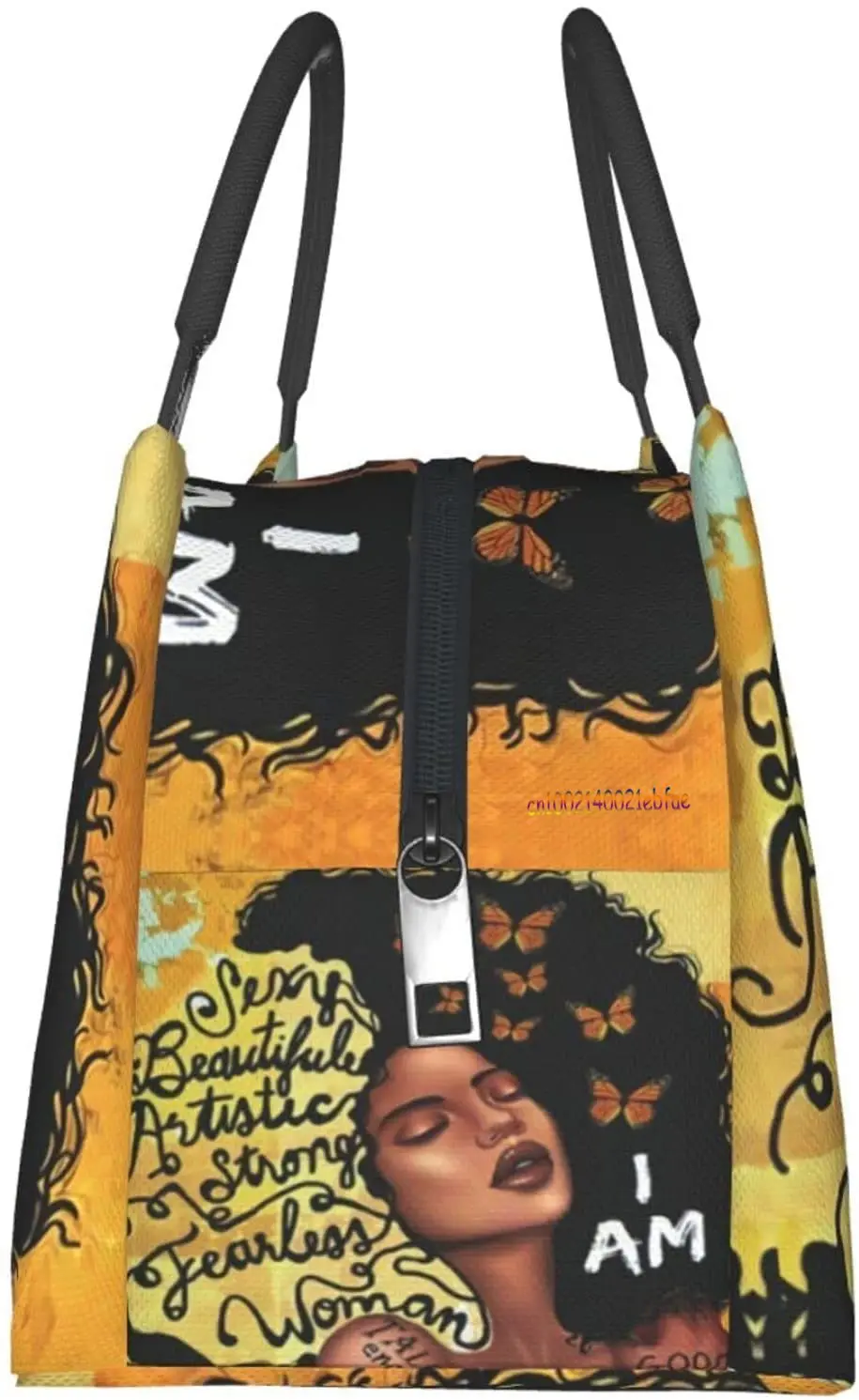 African Woman Reusable Thermal Lunch Bag Insulated Large Lunch Box Durable Lunch Cooler Bag Tote Bags for Girls Office Picnic