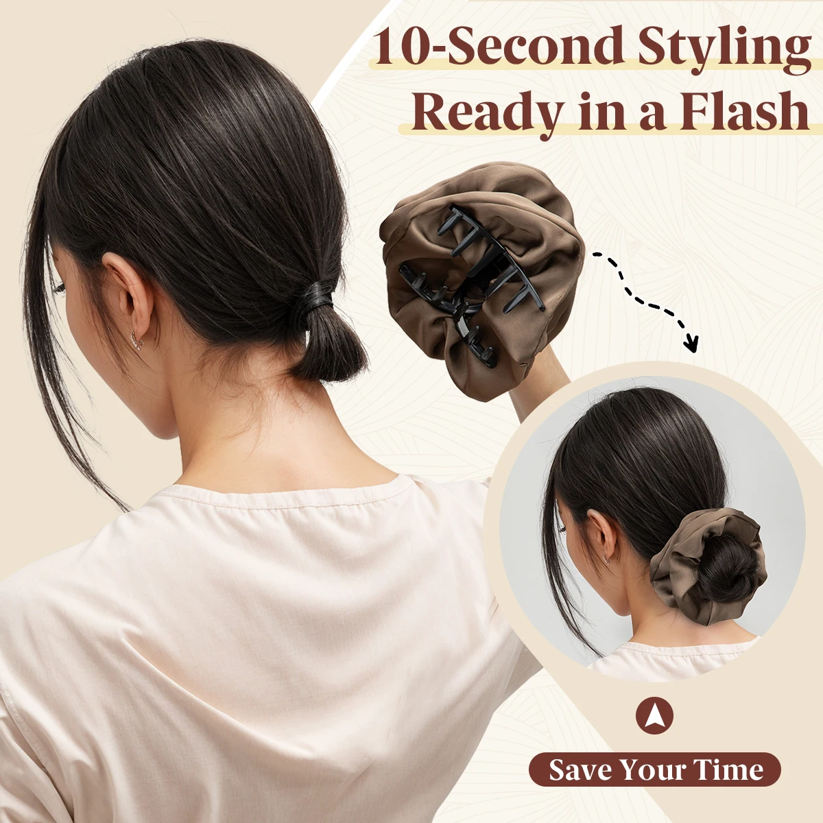synthetic bun hairstyle wig for women with claw clip, low bun style, hair styling tool, fluffy  hair bun extension.