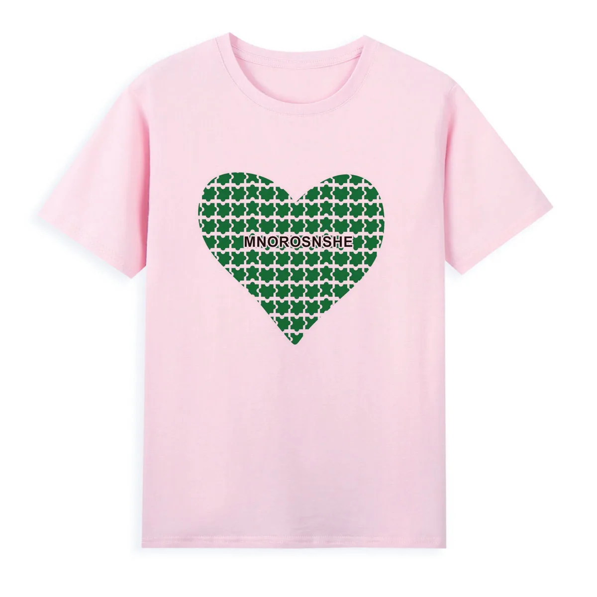 

NEW HEART PRINTED T-Shirt summer green short-sleeved Tops Tees women Hot selling lovers Shirts